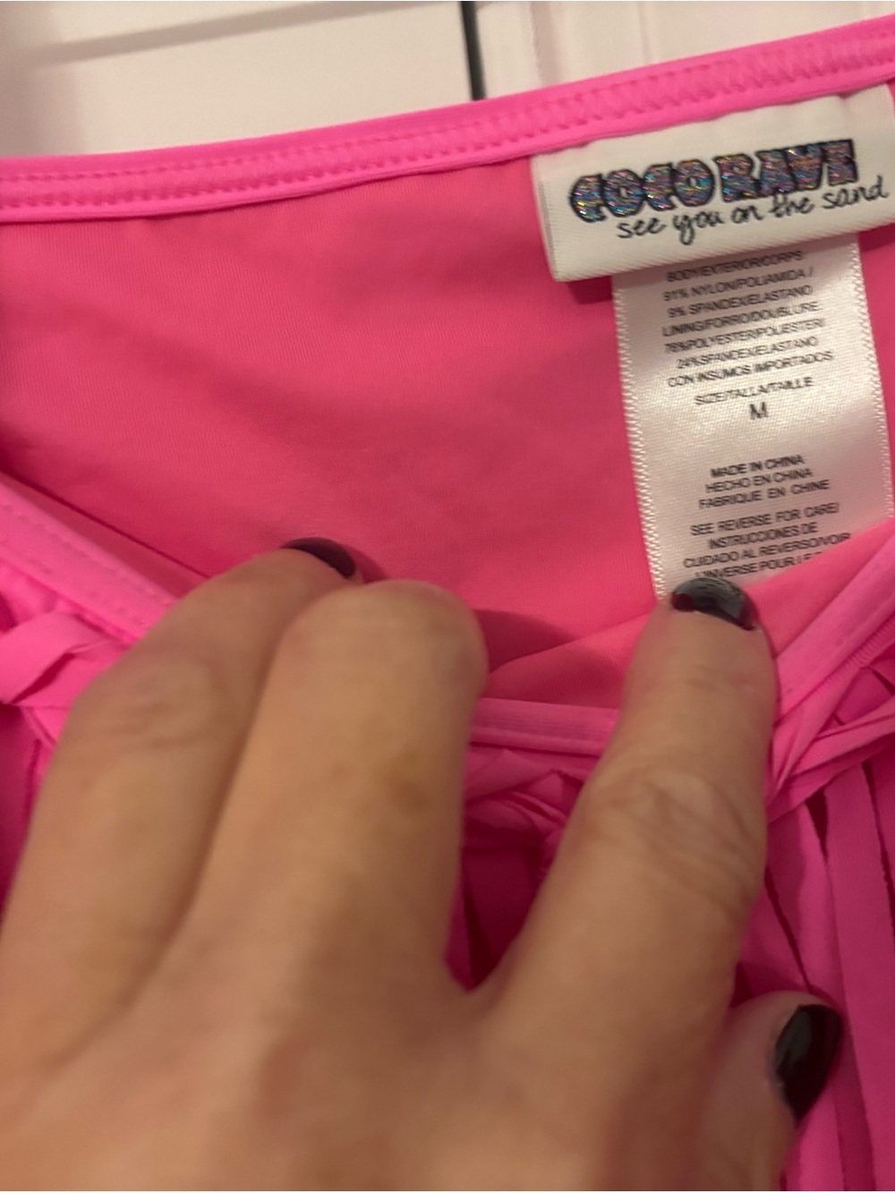 Coco Rave Hot Pink Fringe Bikini Set - Picture 2 of 6